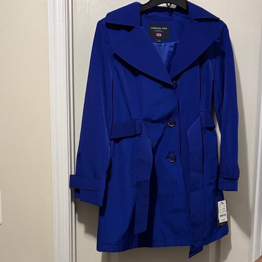London Fog Women's Royal Blue Rain Coat
